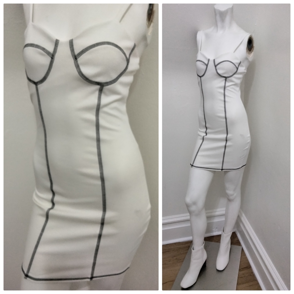 Forever 21 White Mini Dress with Black Accents